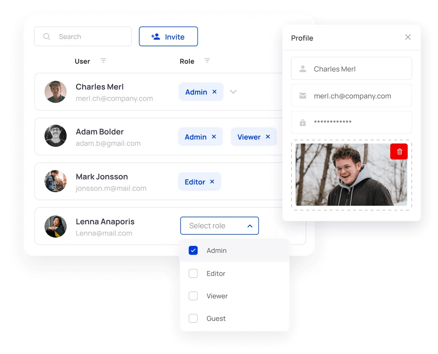 Team Management feature screenshot